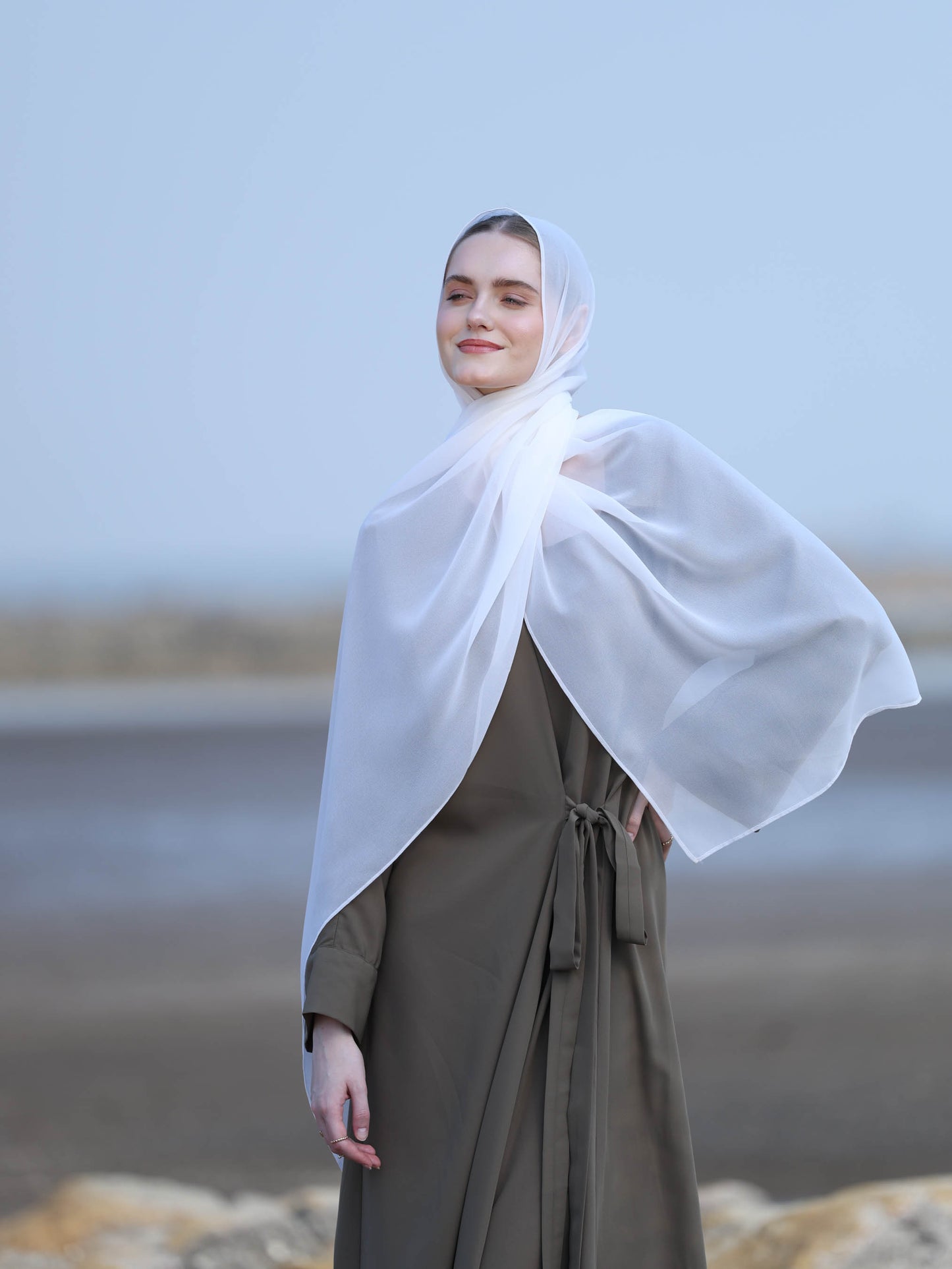 Serene Knot Abaya in Olive Green