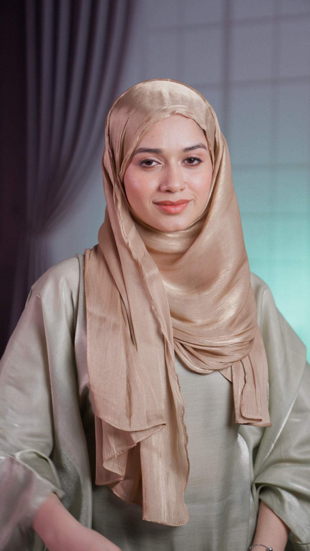 Premium Organza Hijab – Pearl Finish | Lightweight & Chic