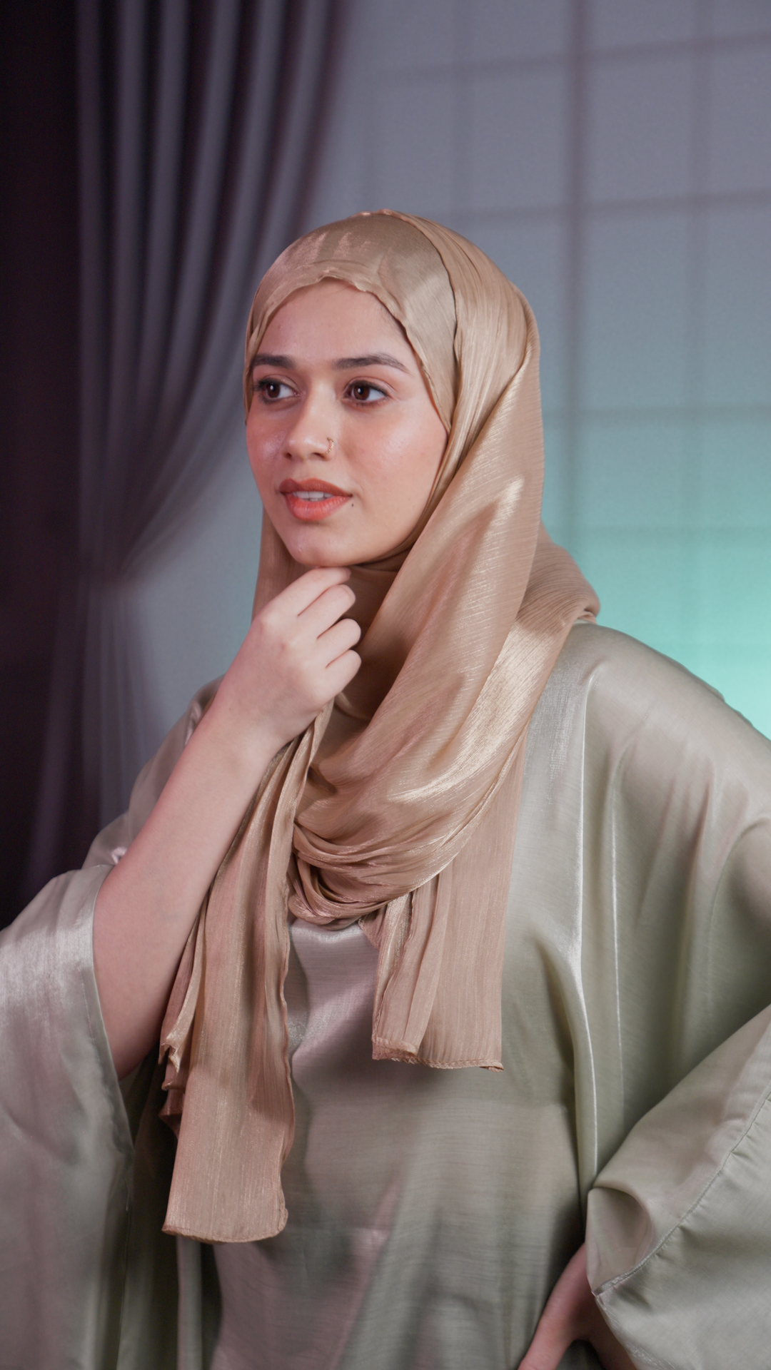 Premium Organza Hijab – Pearl Finish | Lightweight & Chic