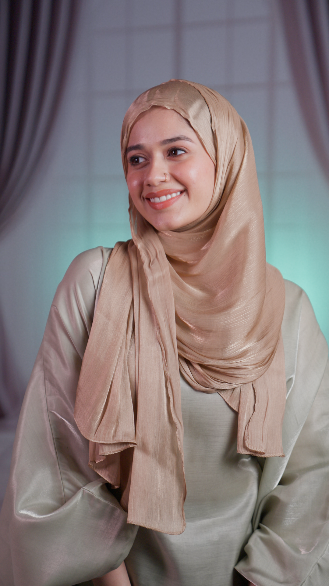 Premium Organza Hijab – Pearl Finish | Lightweight & Chic