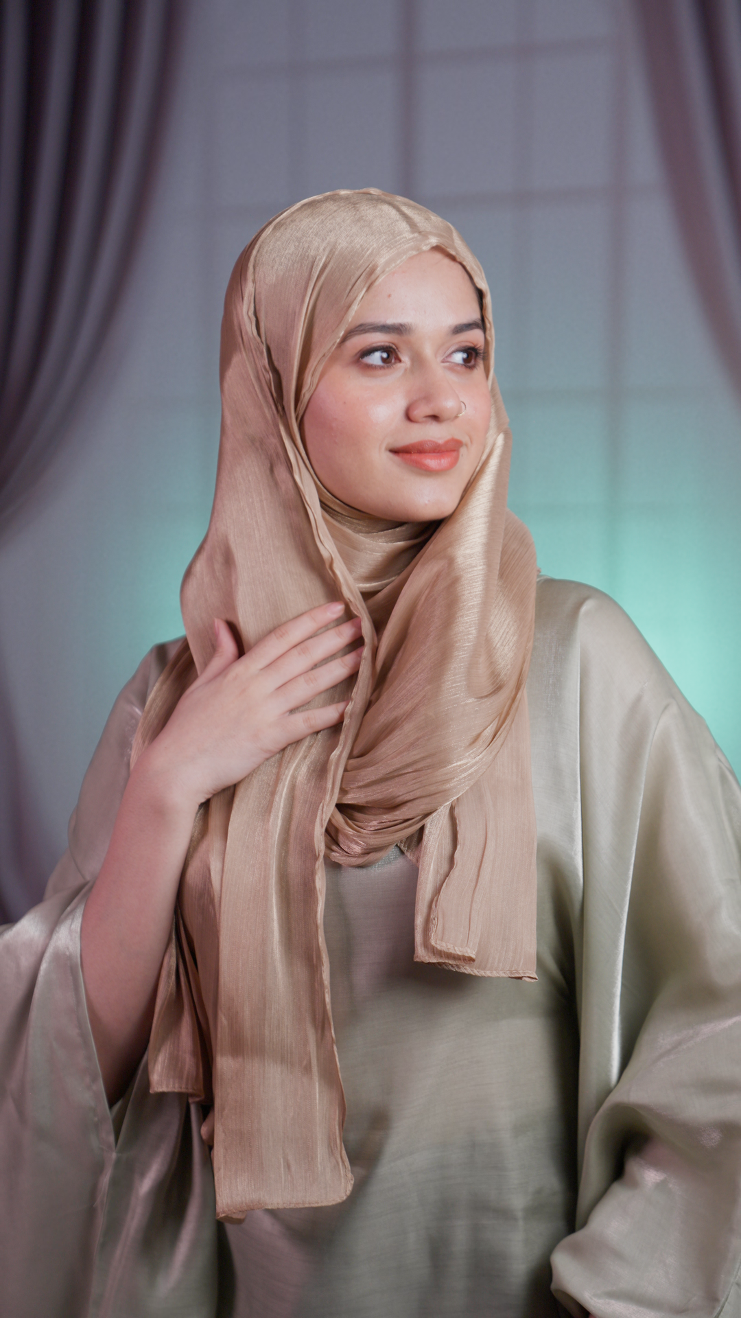 Premium Organza Hijab – Pearl Finish | Lightweight & Chic