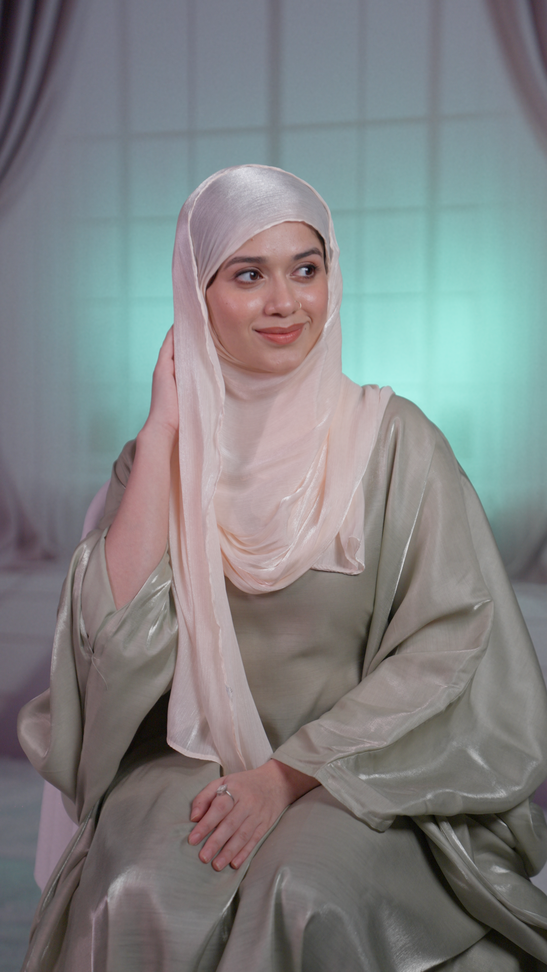Luxe Organza Hijab – Pearl Cream | Elegant, Lightweight & Sheer Finish