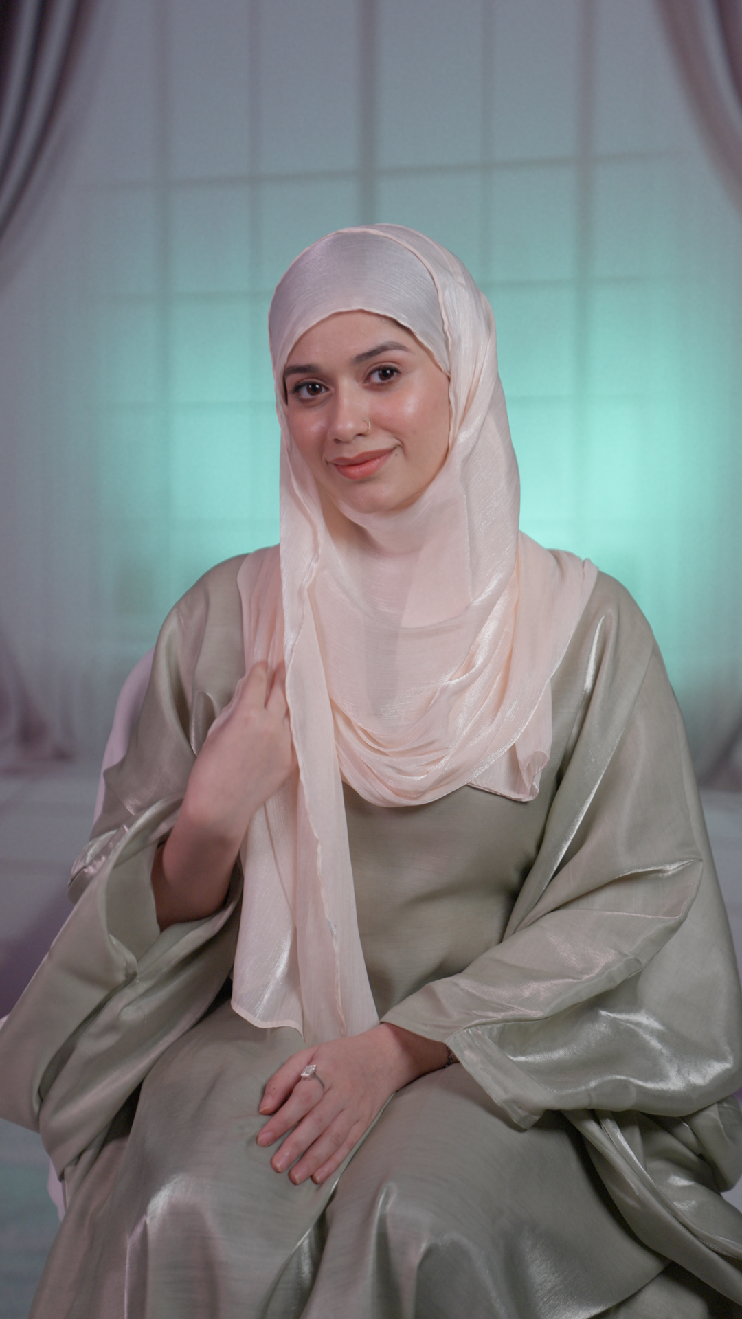 Luxe Organza Hijab – Pearl Cream | Elegant, Lightweight & Sheer Finish