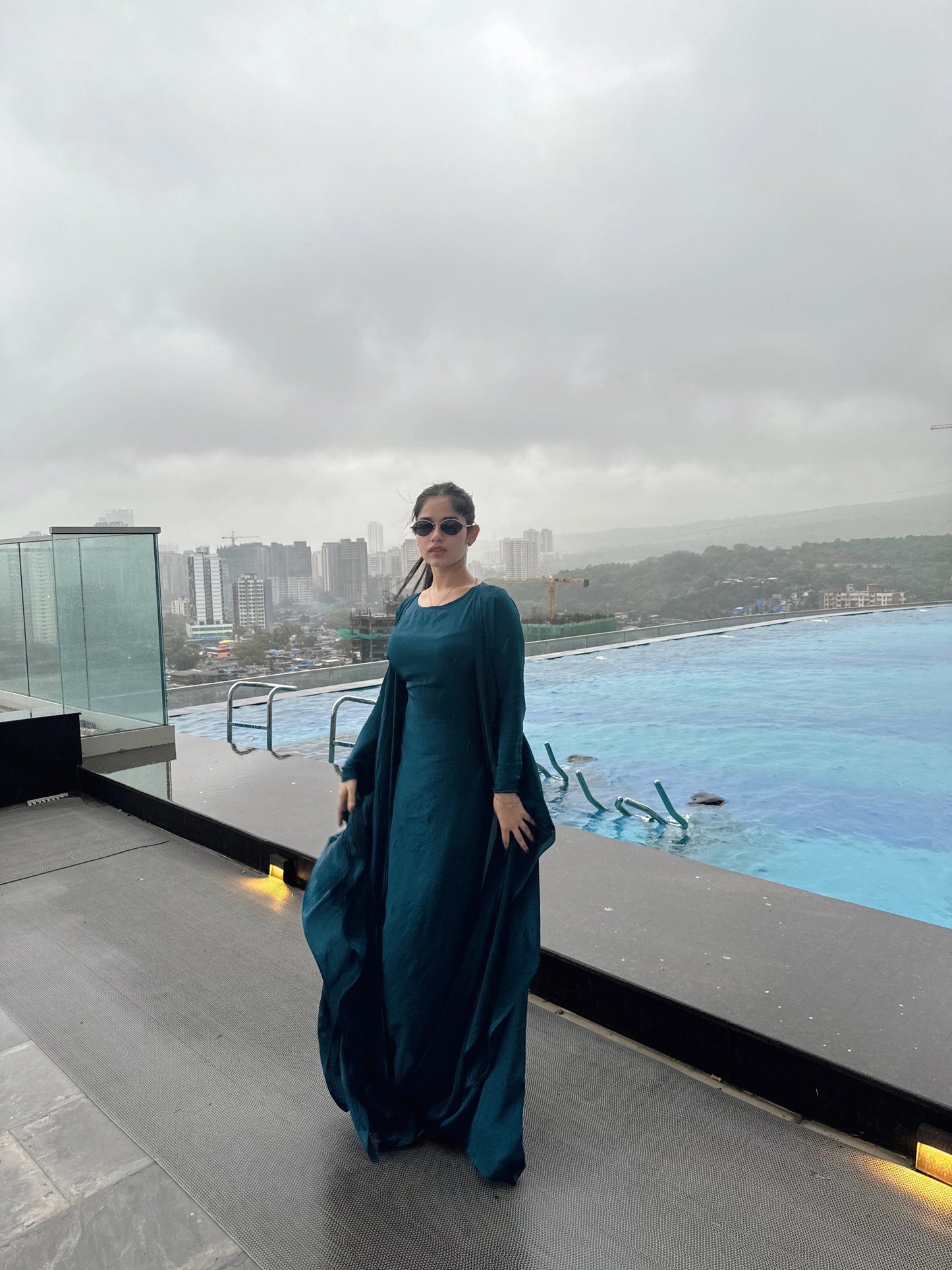 Elegant Crepe Cascade Dress - Grace in Motion