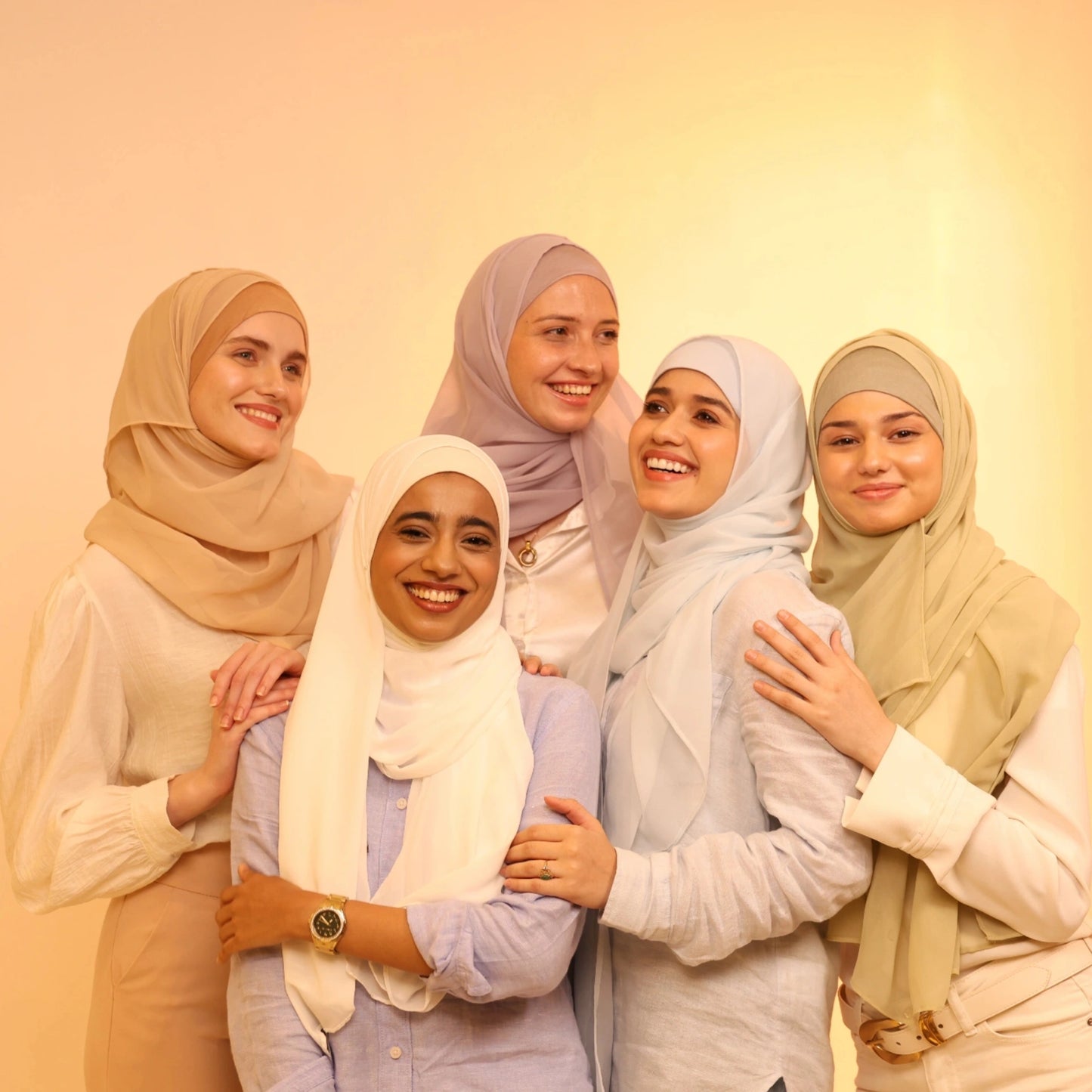 Hijab With Cap Combo Set (Pack of 5 in different colors)