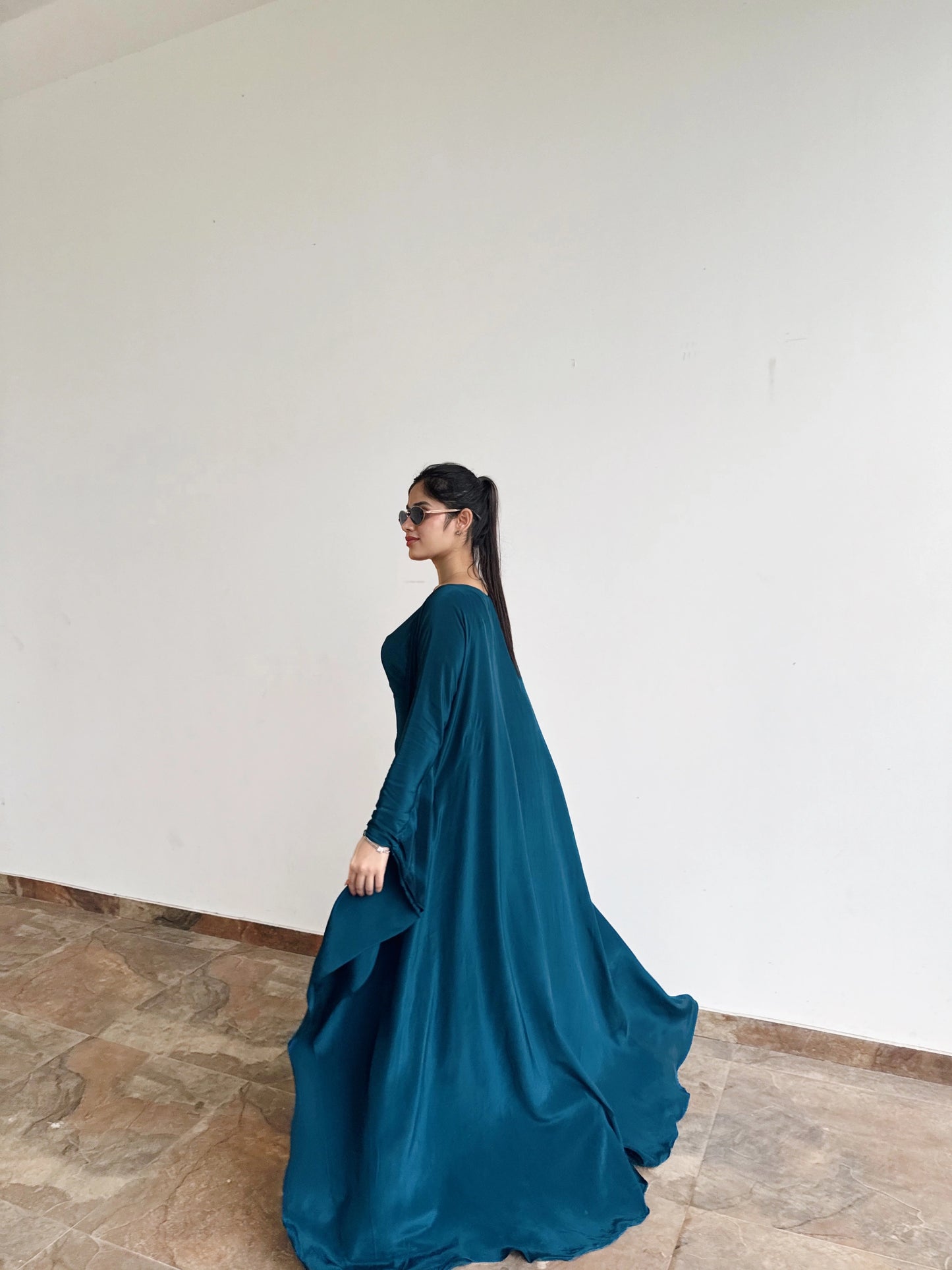 Elegant Crepe Cascade Dress - Grace in Motion