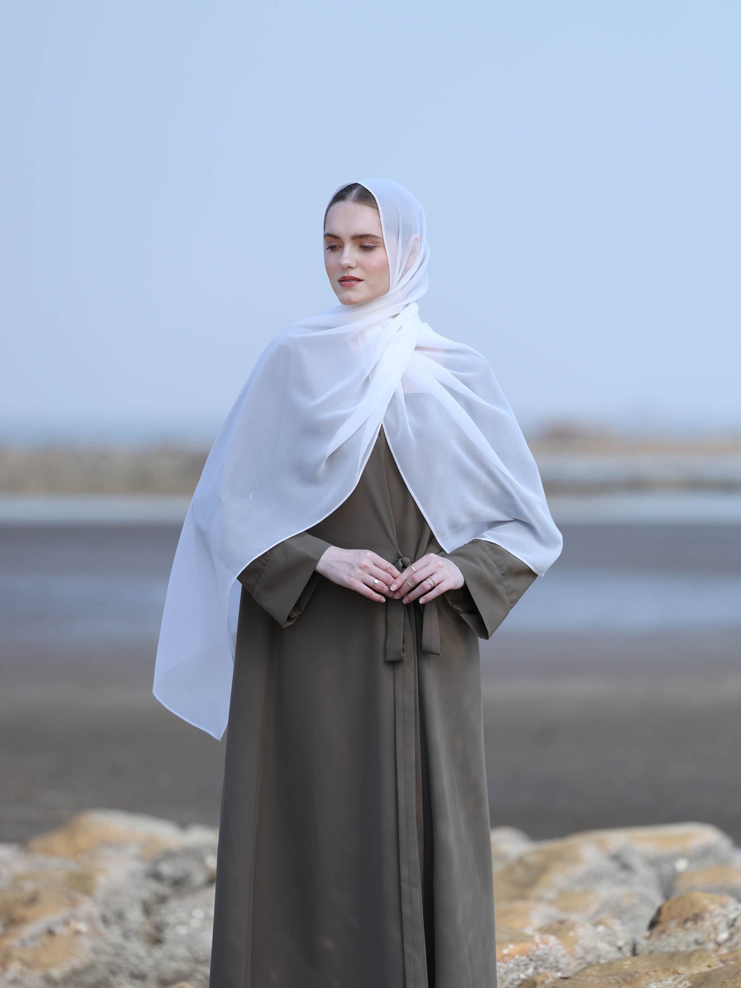 Serene Knot Abaya in Olive Green