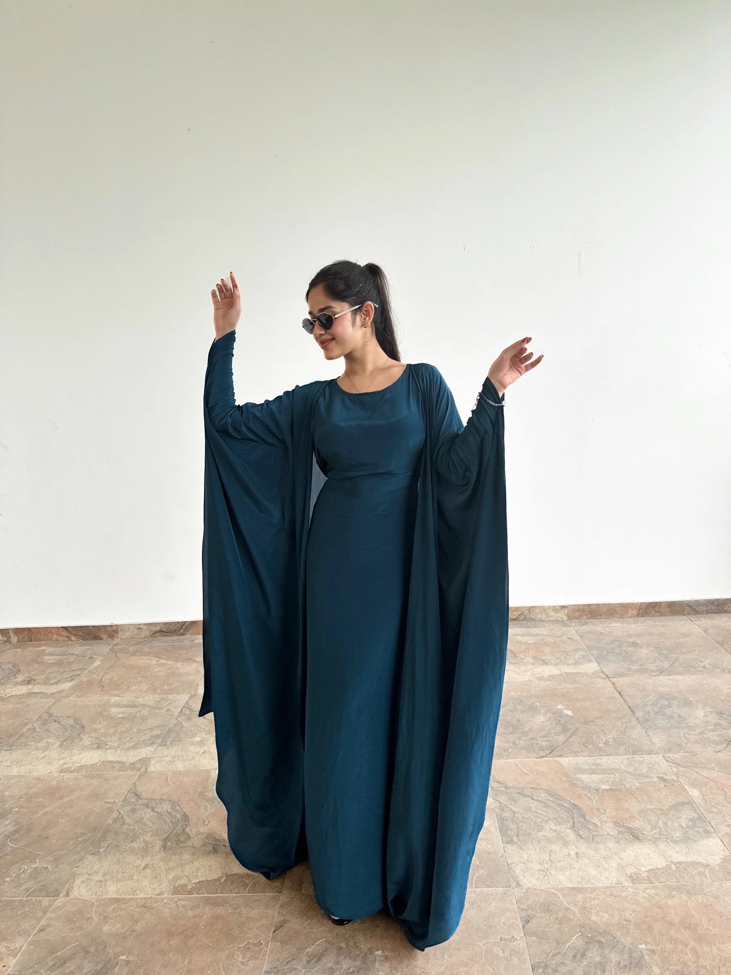 Elegant Crepe Cascade Dress - Grace in Motion