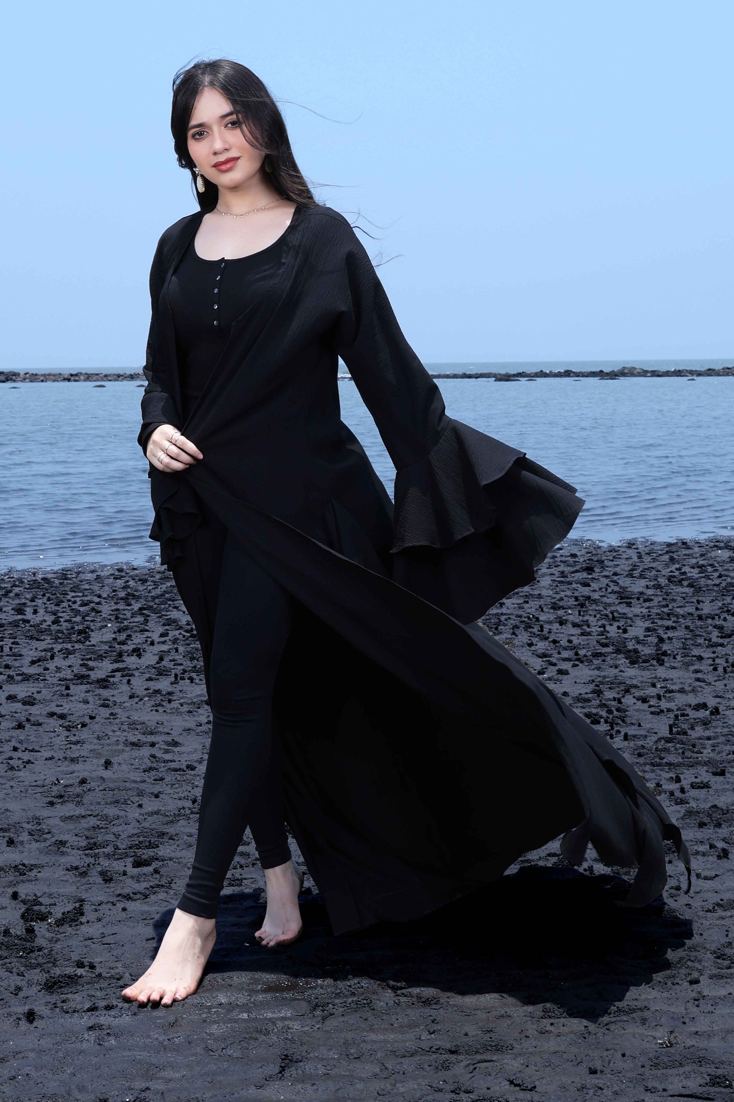 Ethereal Ruffle Shrug - Coastal Elegance