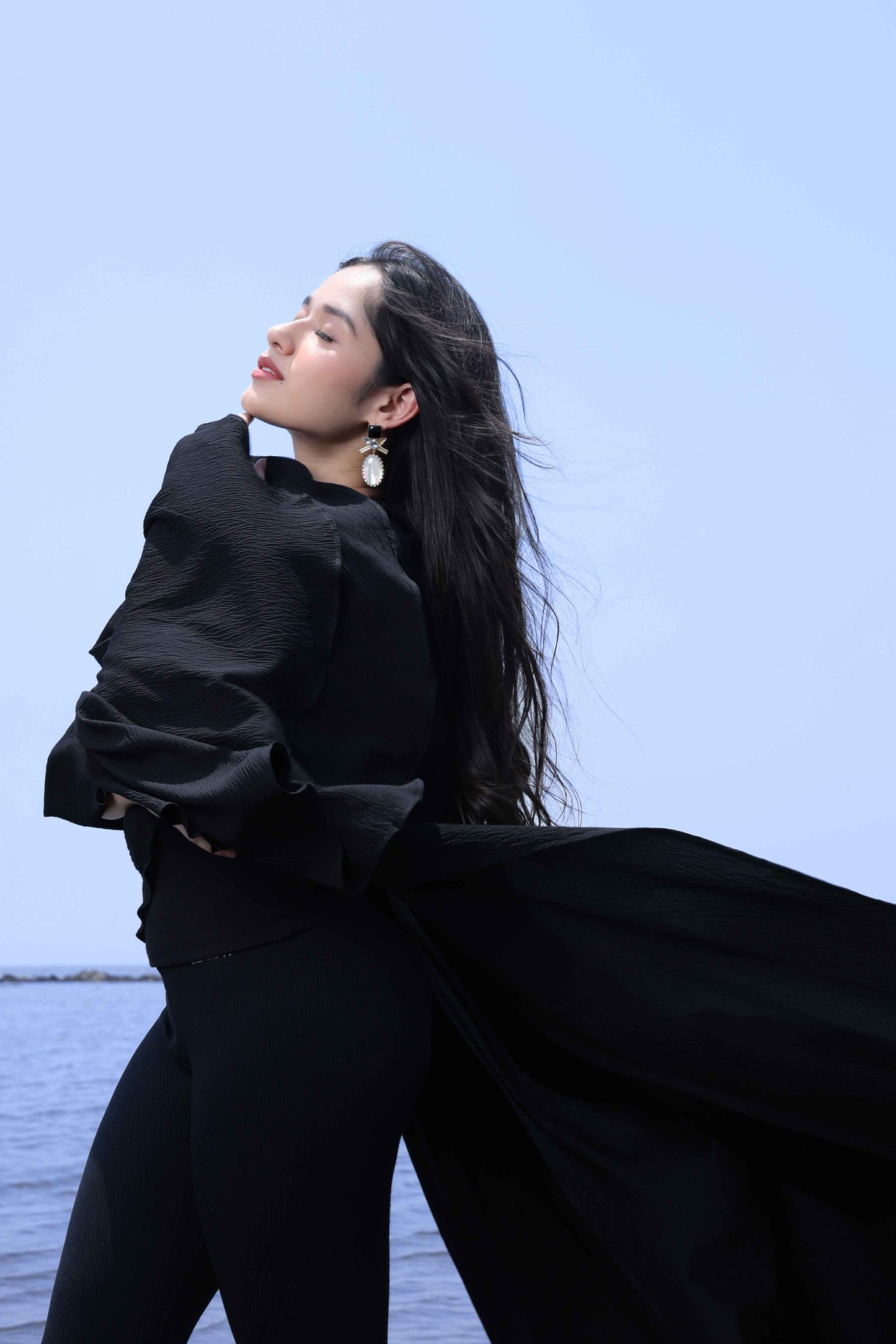 Ethereal Ruffle Shrug - Coastal Elegance