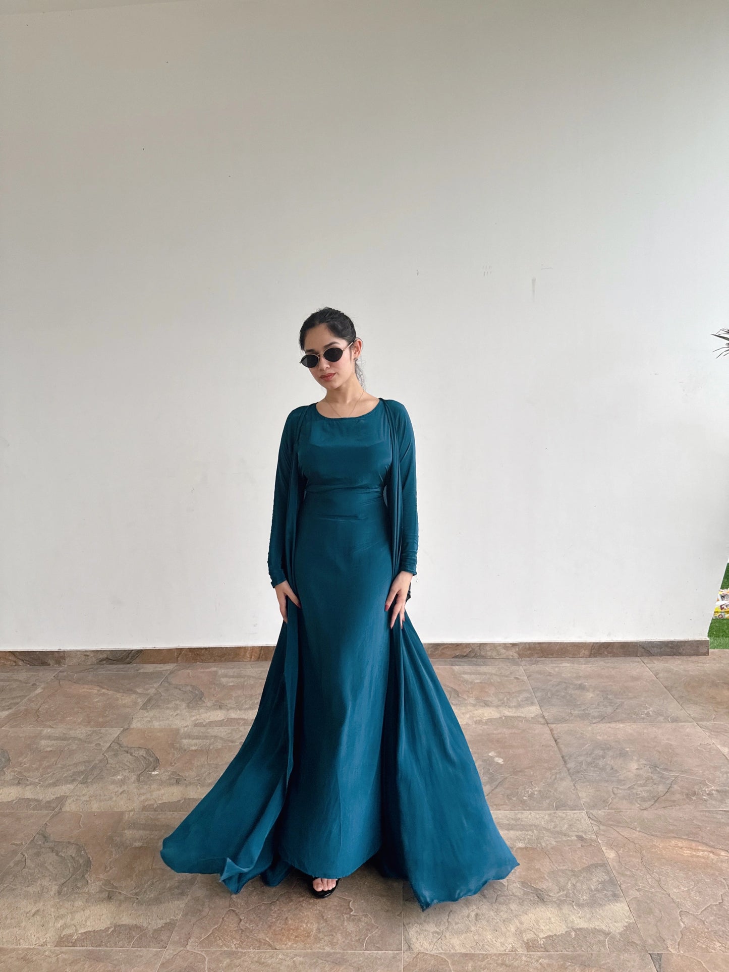Elegant Crepe Cascade Dress - Grace in Motion