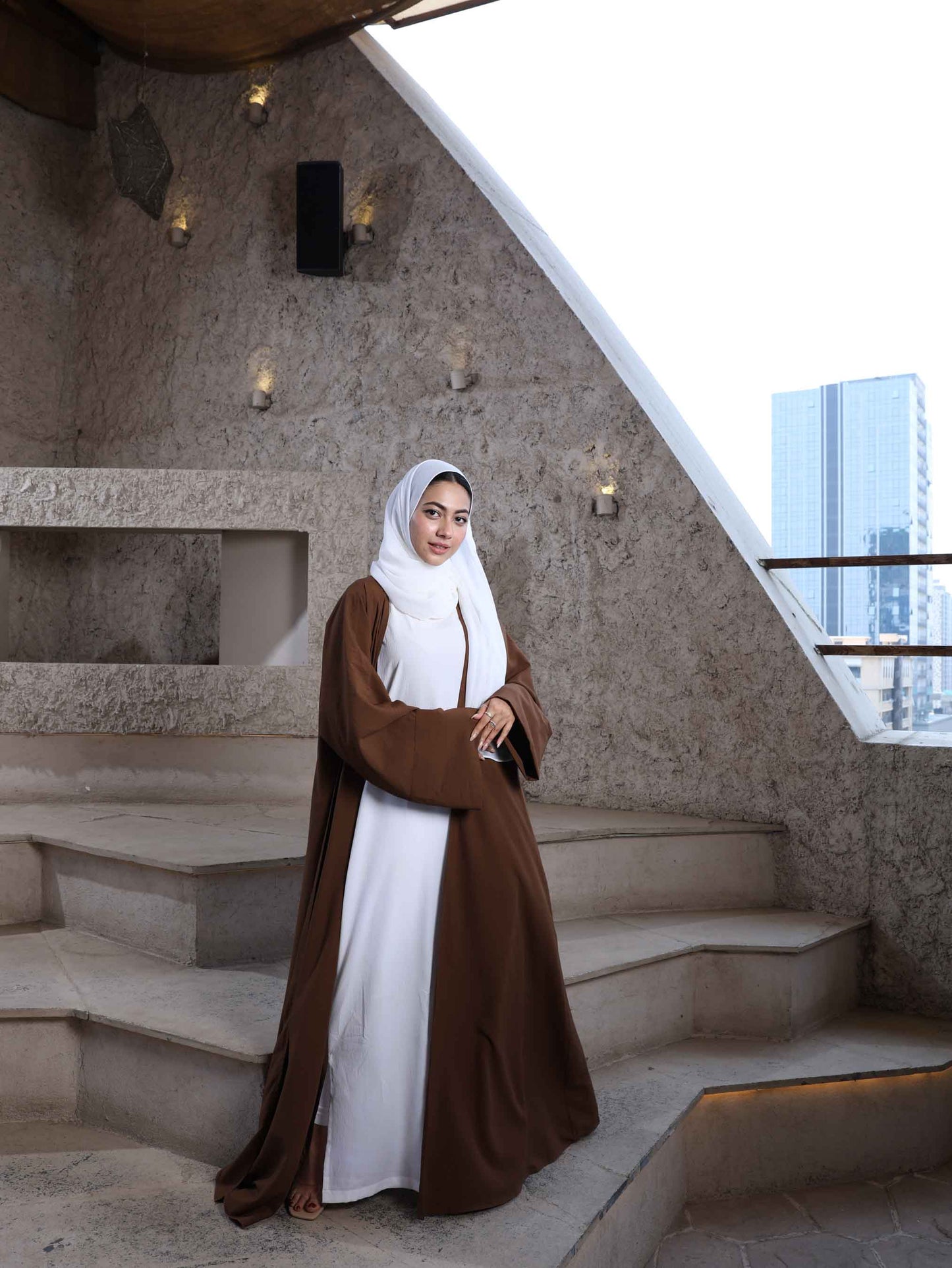 Tranquil Breeze Abaya in Coffee Brown