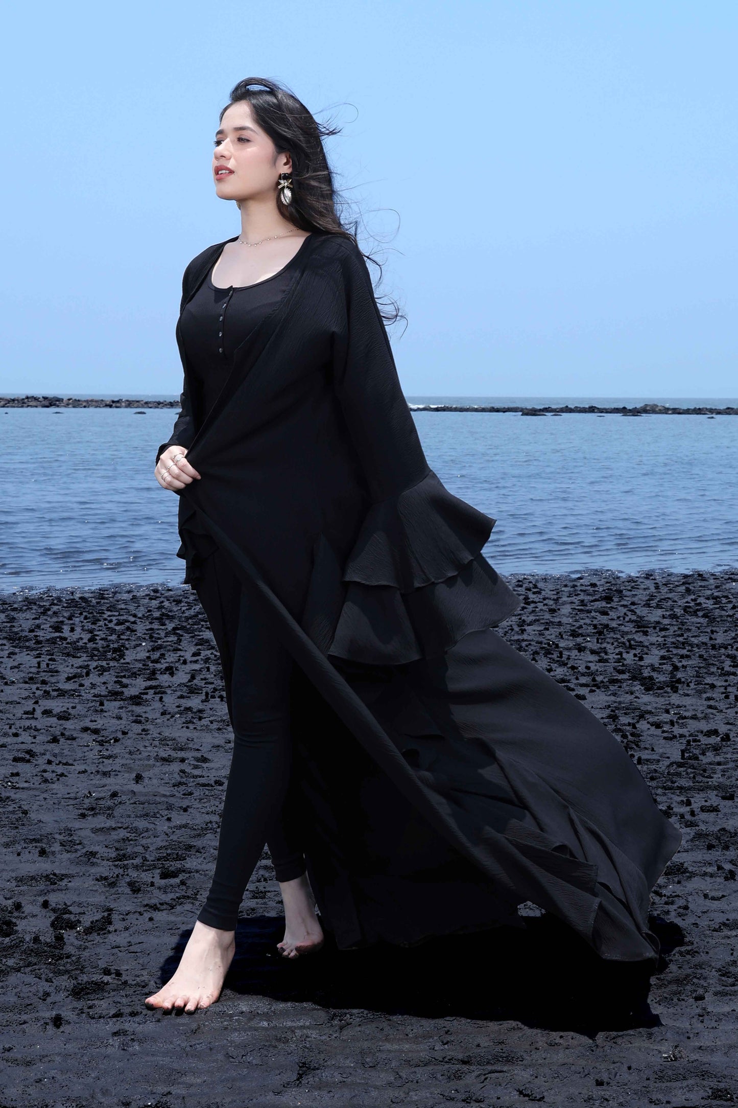 Ethereal Ruffle Shrug - Coastal Elegance