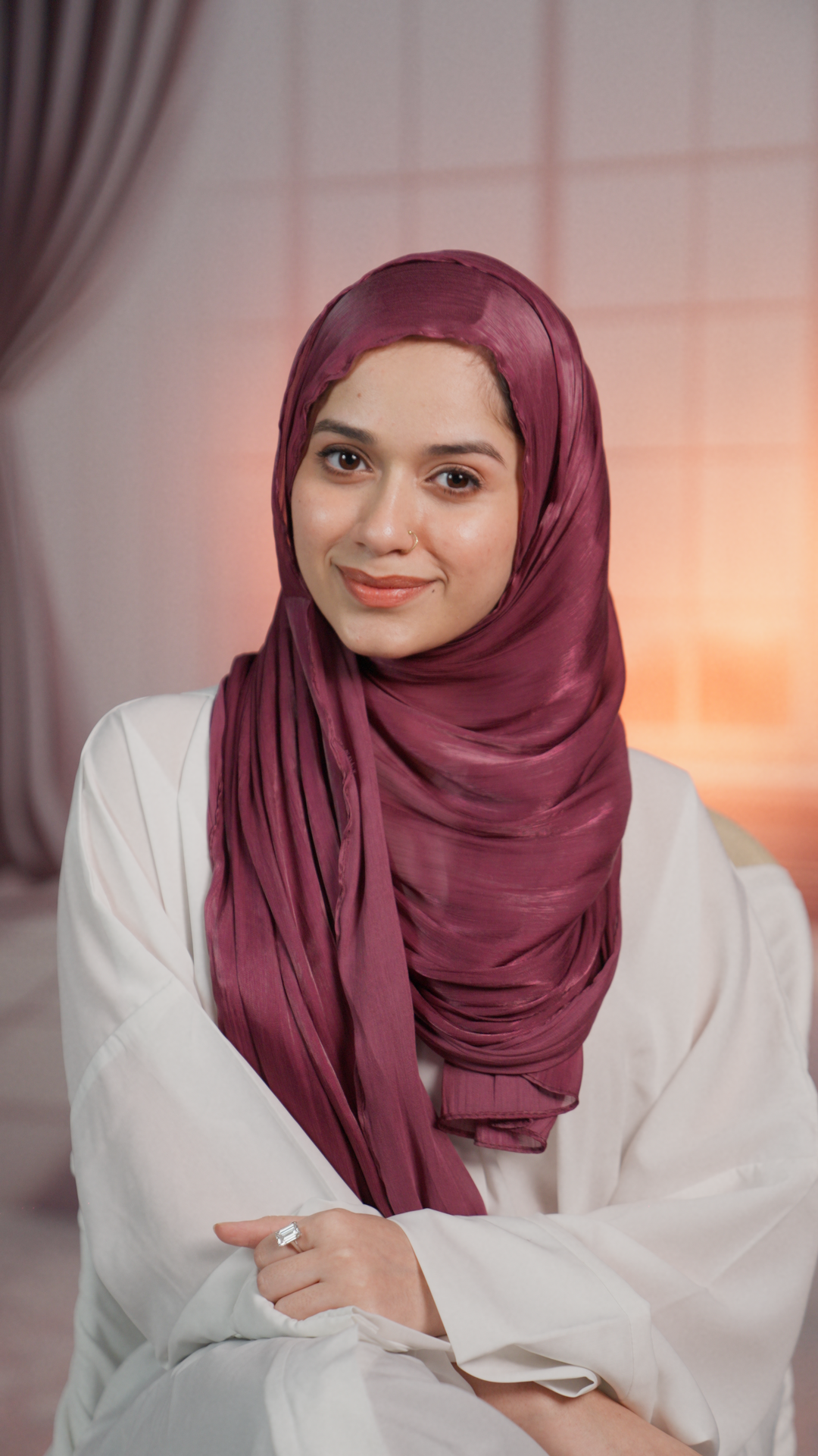 Radiate Softness – Pearl Organza Scarf for Women