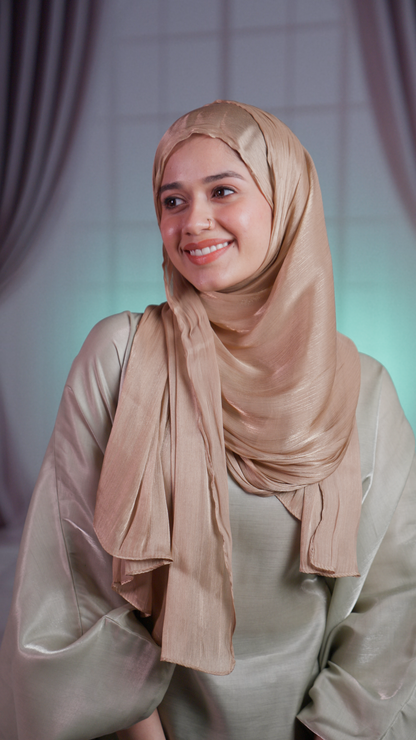 Premium Organza Hijab – Pearl Finish | Lightweight & Chic
