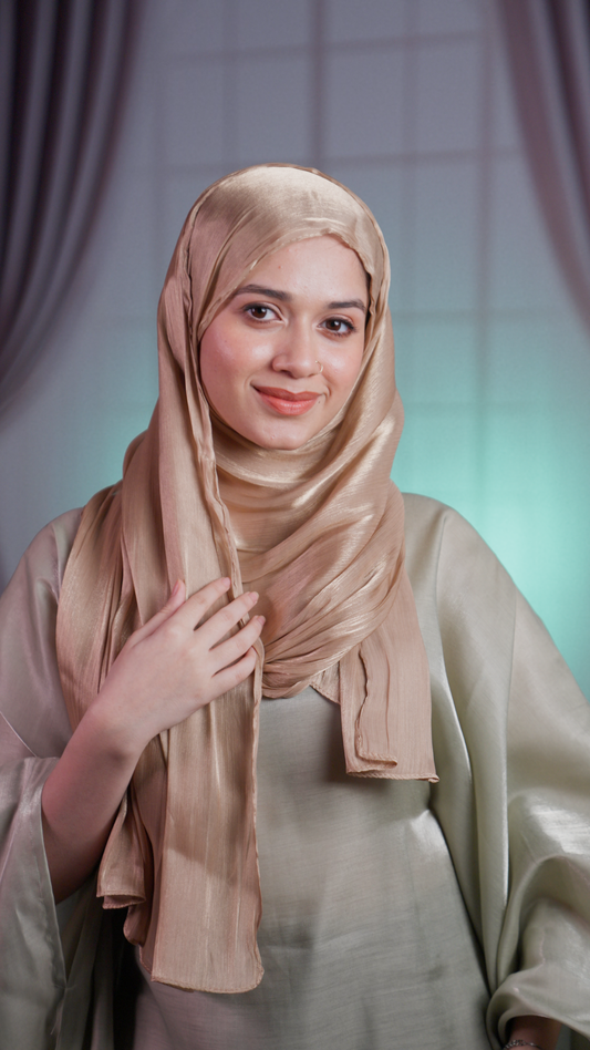 Premium Organza Hijab – Pearl Finish | Lightweight & Chic