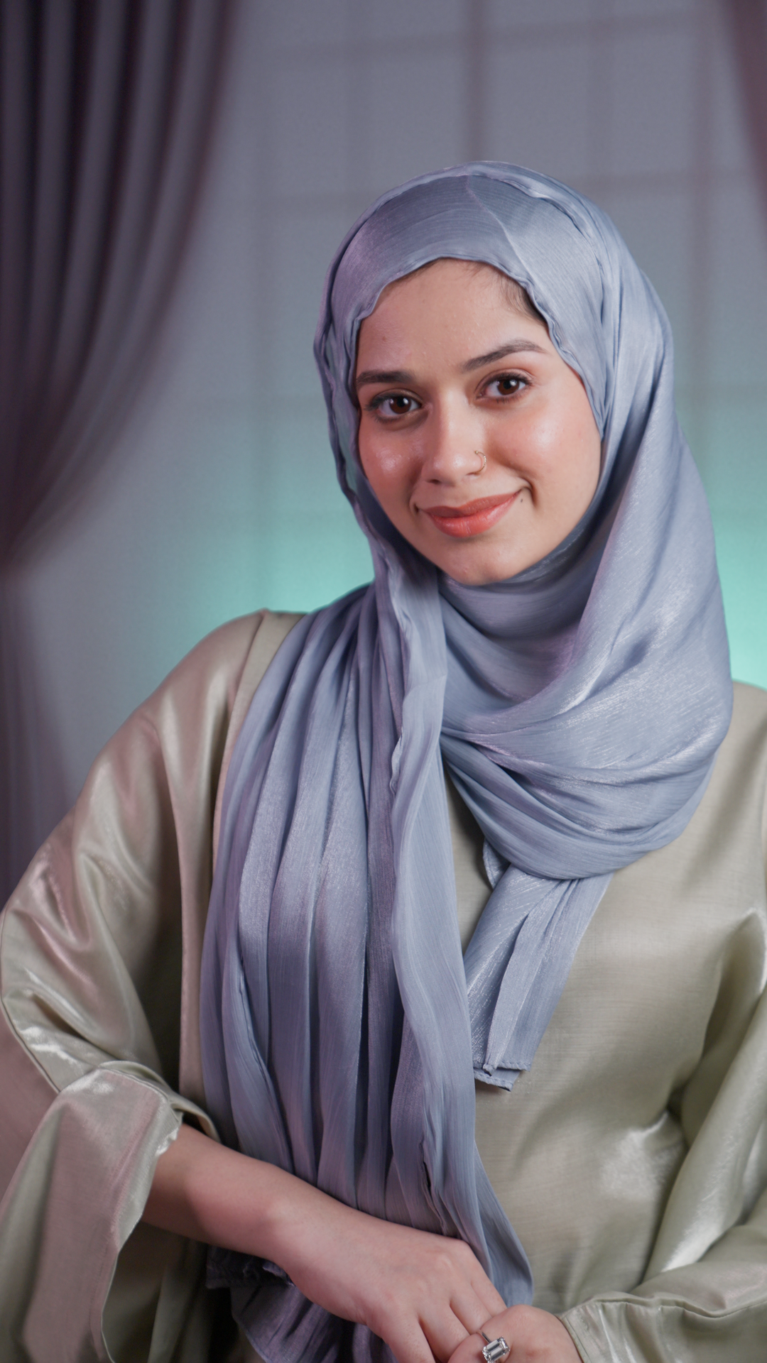 Elegant Pearl Organza Hijab – Sheer Shine, Timeless Style
