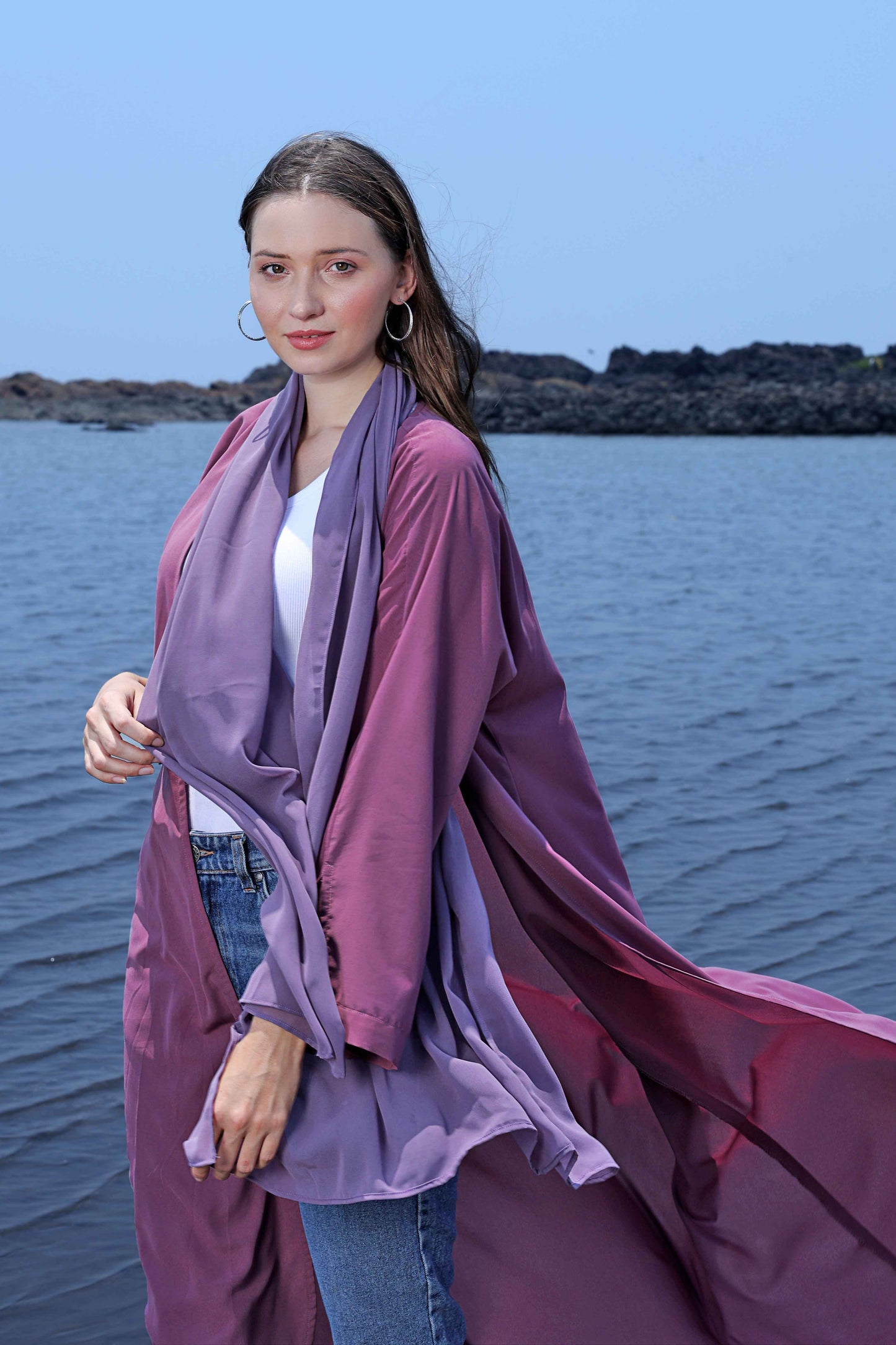 Tranquil Breeze Abaya in Plum